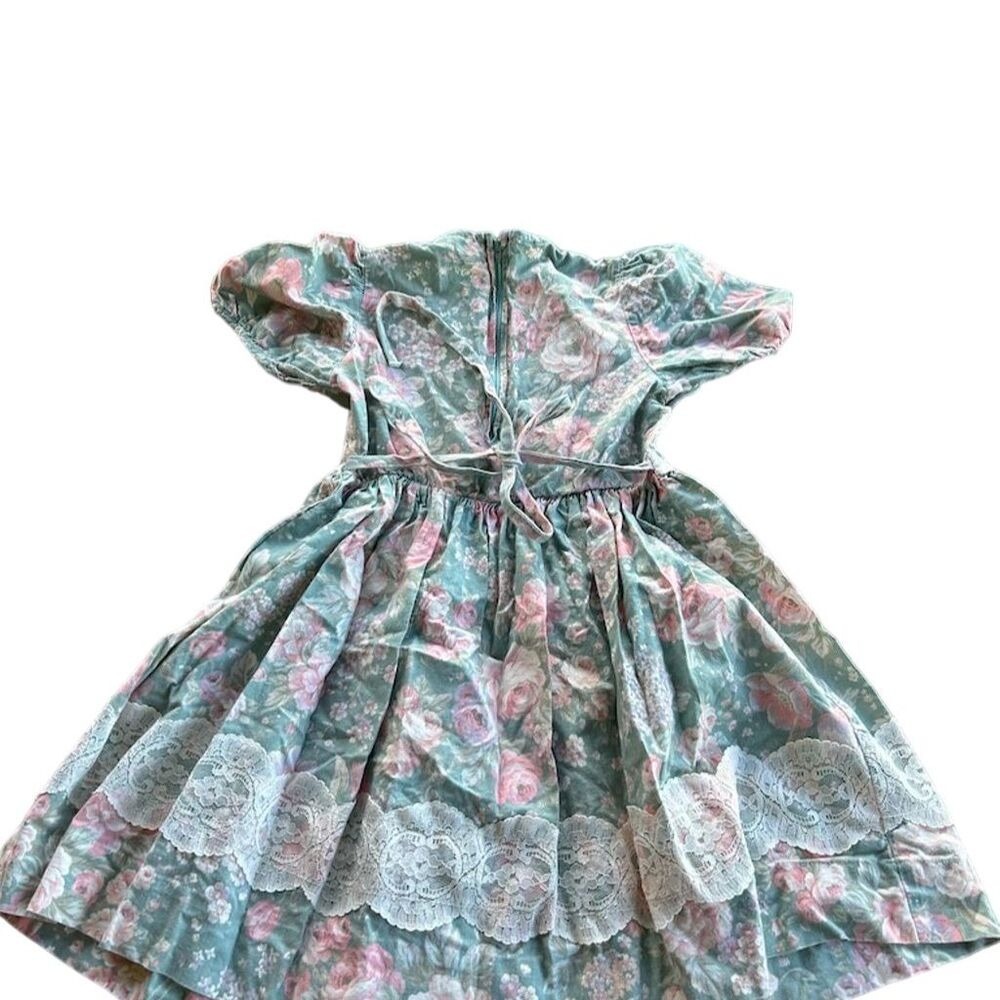 Vintage Rare Editions Girls Floral Cotton Dress Lace Trim Size 6X USA Made - Picture 5 of 5